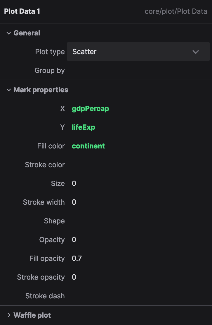 The properties panel
